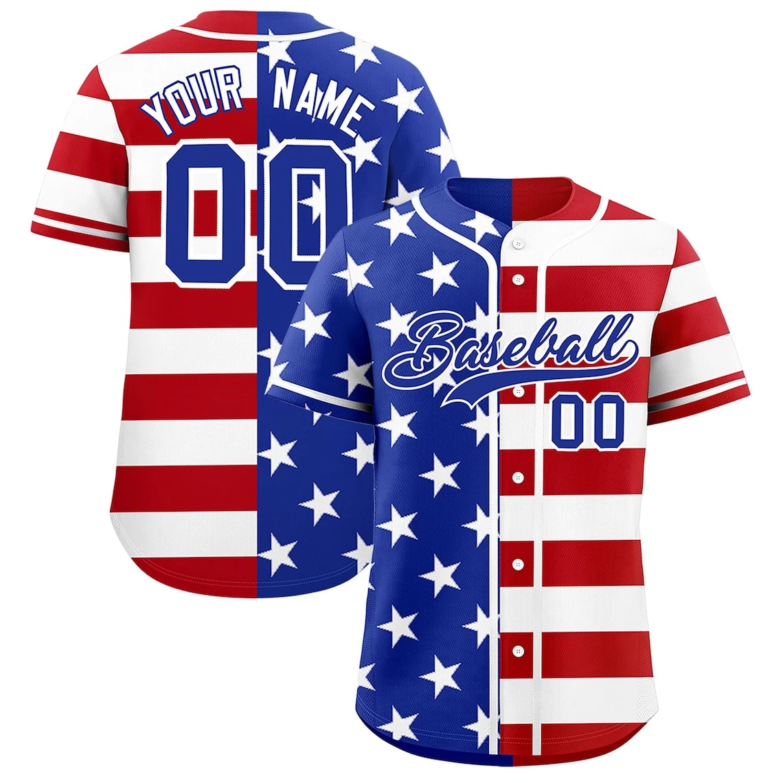 

Personalized Name Number USA Flag Eagle Baseball Jersey Custom Patriotic Button Down Baseball Shirt Hip Hop Streetwear Uniform