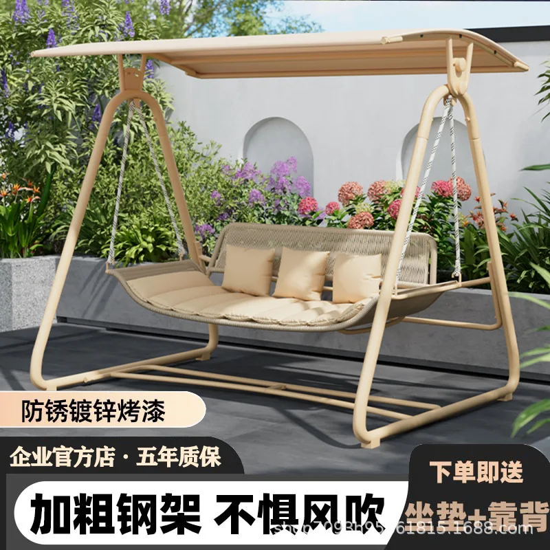 Adult Double Swing Chair Outdoor Courtyard Cradle Lazy Hanging Chair Villa Garden Balcony Leisure 2 Person Rocking Hammock Swing