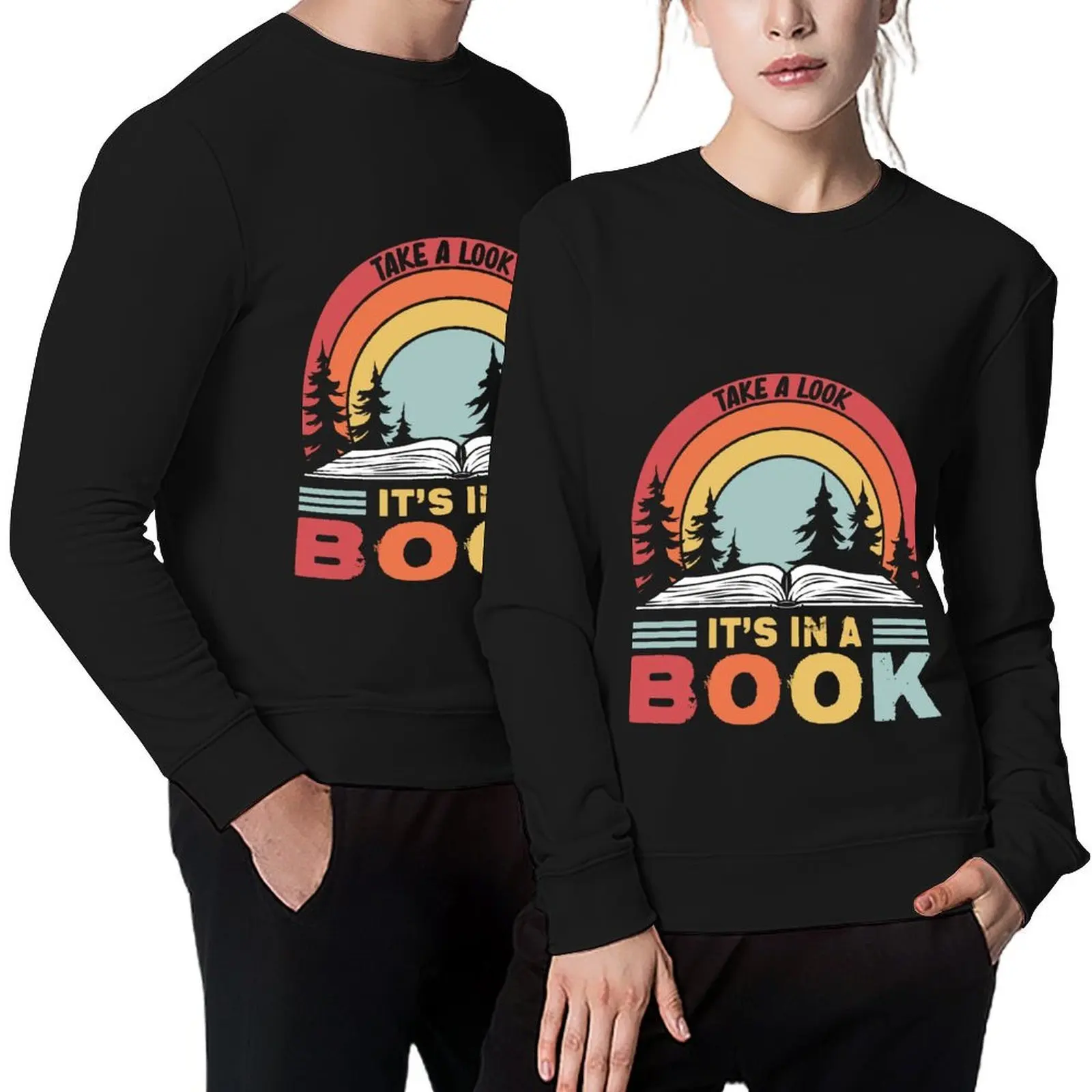 

Rainbow Take A Look It's In A Book Pullover japanese style korean autumn clothes mens clothing hooded sweatshirts