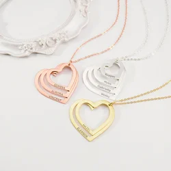 Collar con nombre de corazón personalizado para mujer, colgante grabado de acero inoxidable con nombre de corazón familiar, regalo del Día de la madre, Bisutería