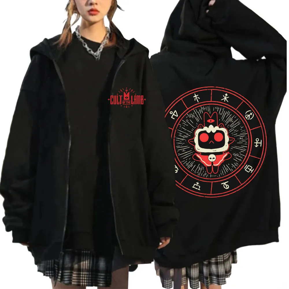 

Funny Game Cult of The Lamb Graphic Zipper Hoodie Men Women Zip Up Hoodies Coat Clothes for Teens Cardigan Sweatshirt Tracksuit