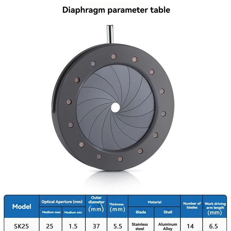 1.5-25MM Manual Aperture Adjustable Mechanical Iris Diaphragm Iris Diaphragm For Digital Camera Microscope Iris SK25