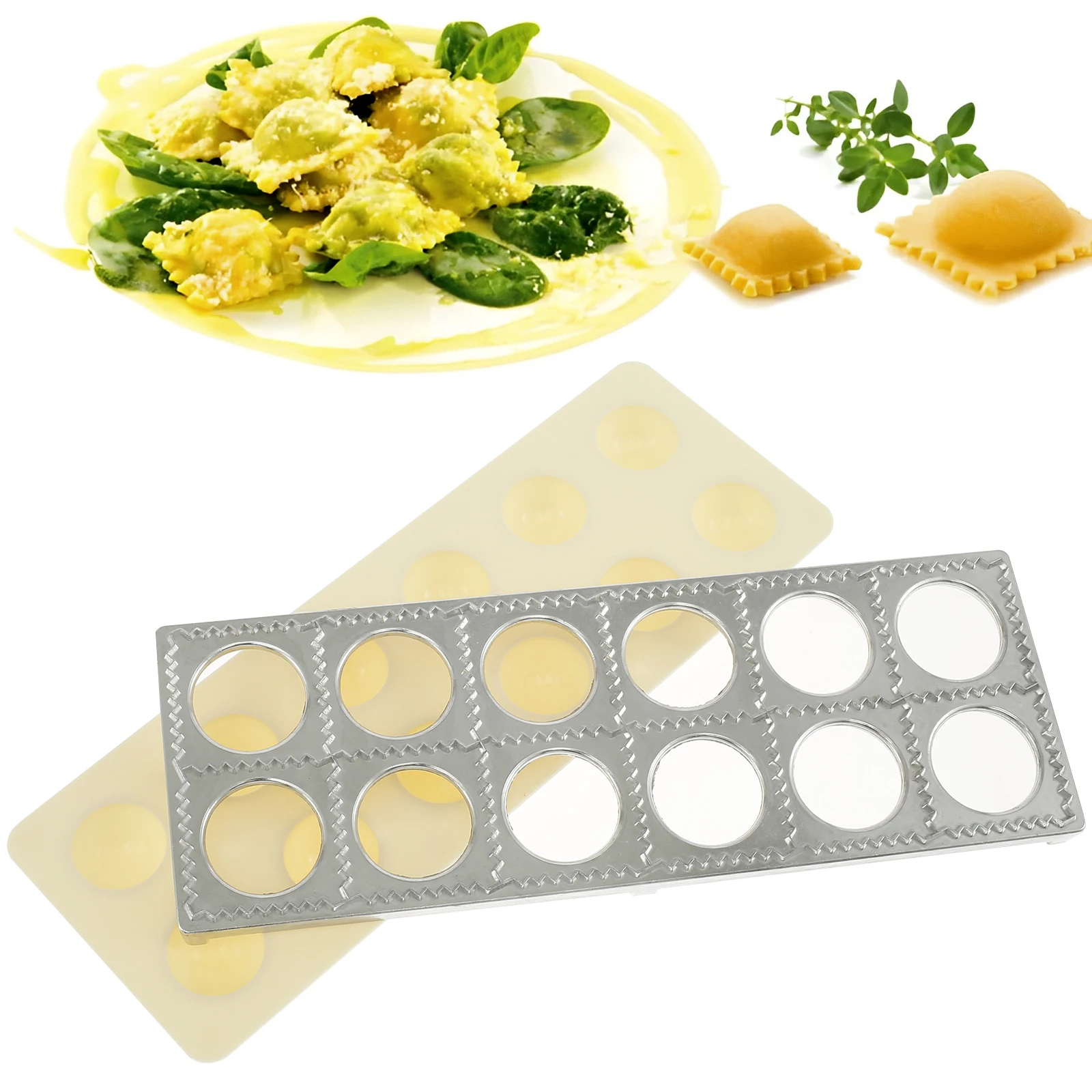 Ravioli Maker 12 Holes Ravioli Press Mold Manual Italian Dumpling Maker Mold Multipurpose Ravioli Maker Press Aluminum Alloy