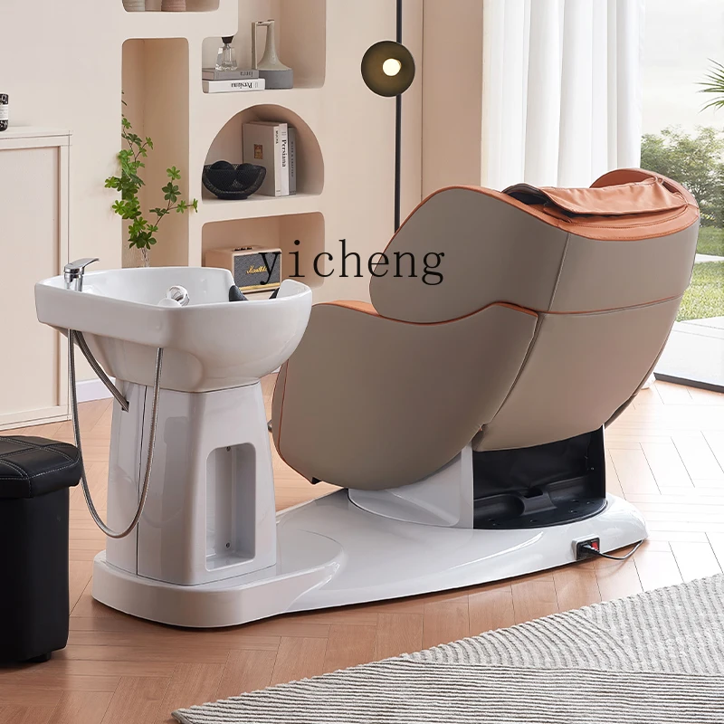 

LX Semi-Reclining Flush Bed Rotating Hair Care Chair Multi-Functional Head Therapy