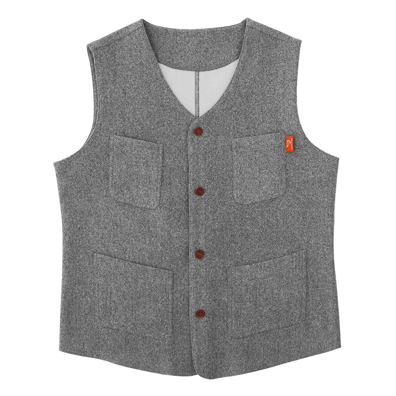 American Spring and Autumn men\'s casual woolen vest, men\'s slim fit single breasted top, cardigan waistcoat