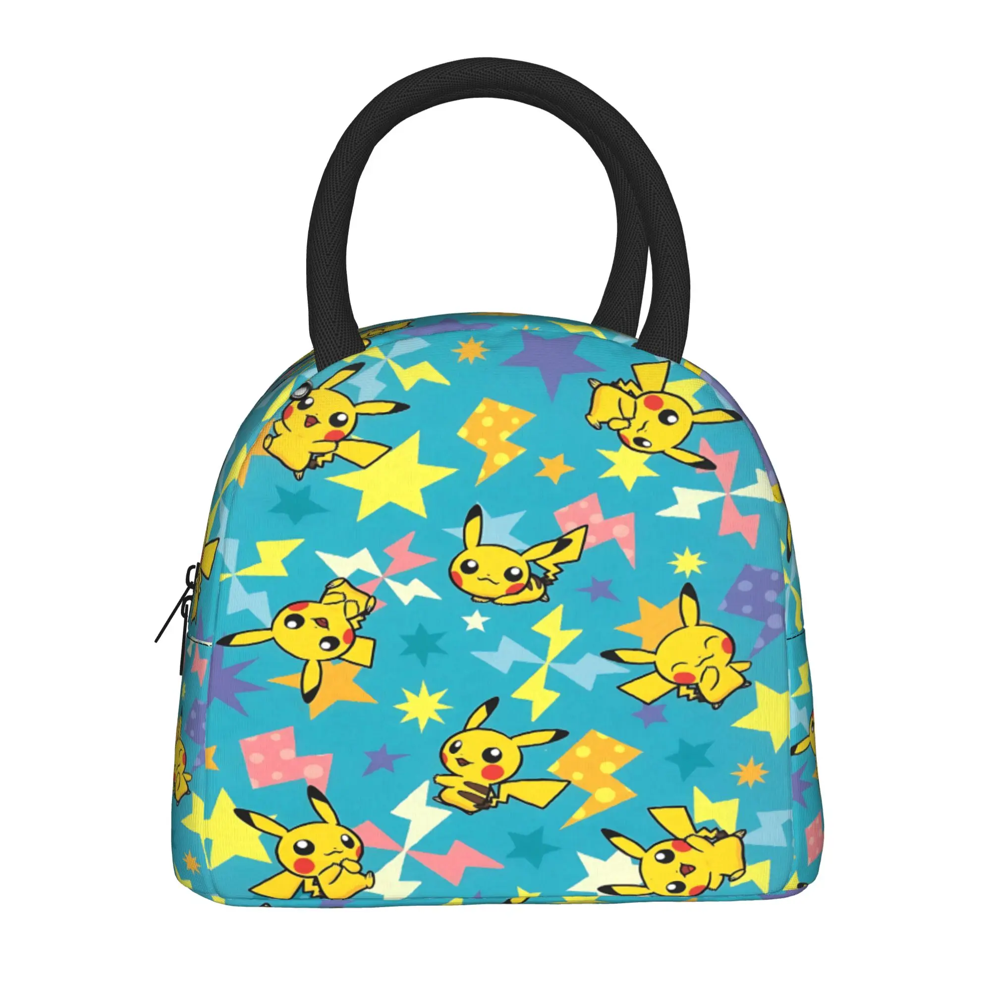 Pokemon Pikachu Star Pattern Print Handbag Insulated Lunch Bag Ice Pack Rice Bag  bolsa Student Bento Lunch Handbag Insulation