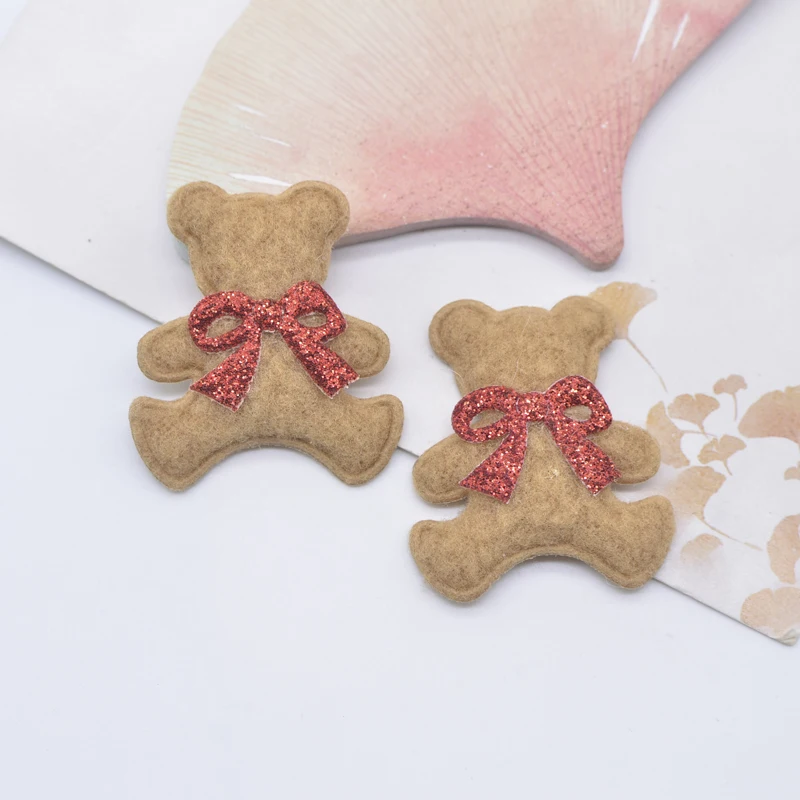 20Pcs Short Plush Padded Bowknot Stick-on Bear Appliques for DIY Baby Clothes Hat Clothes Leggings Sewing Supplies Patches Decor