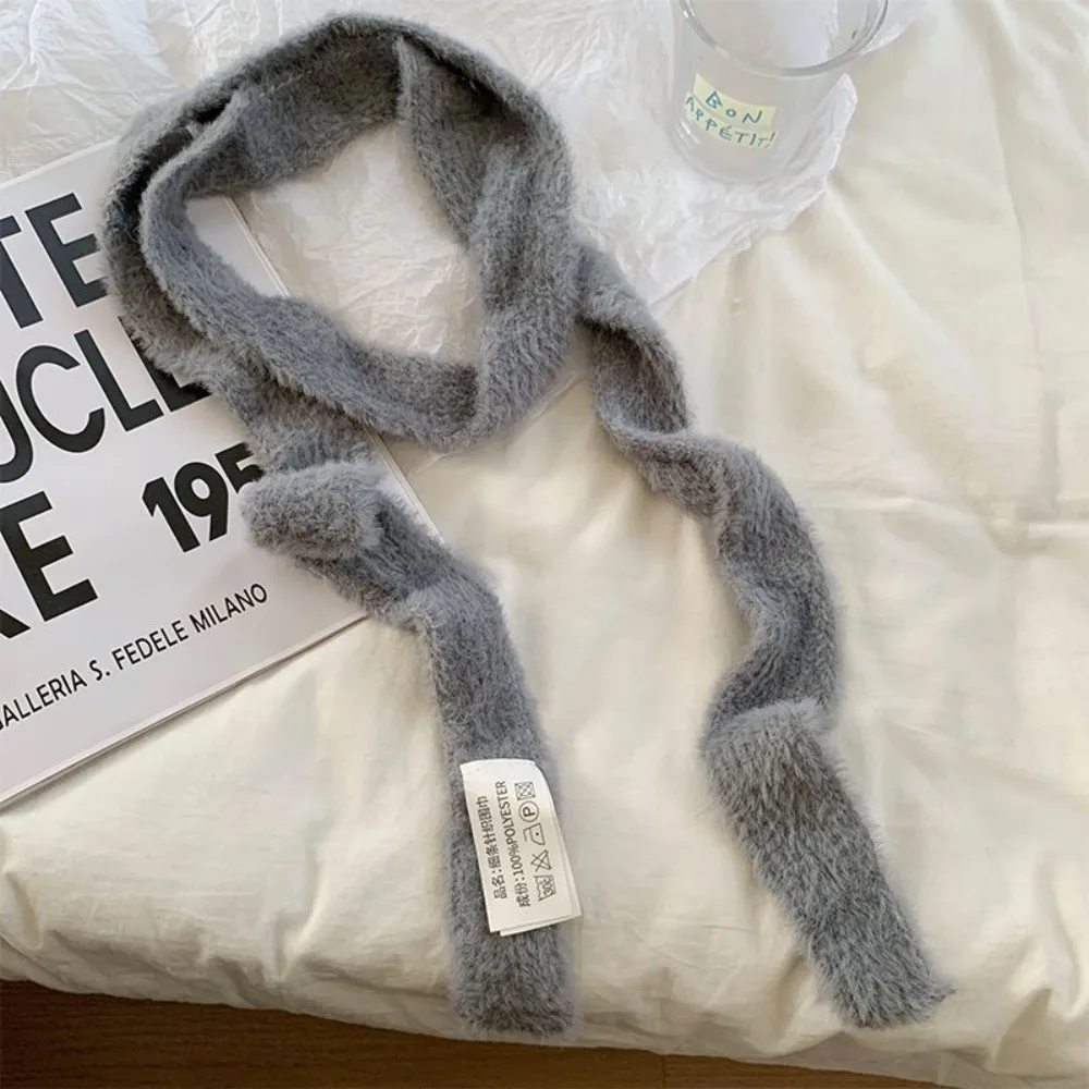 

Simple Solid Color Wool Shawl Harajuku Y2K Knitted Scarf Korean Style Ribbon Long Narrow Scarves Streetwear