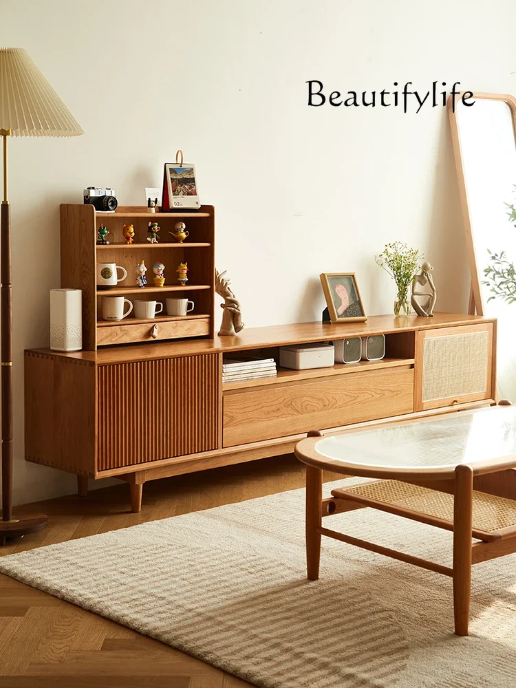 

Nordic Solid Wood TV Cabinet Modern Minimalist Chinese Style Audiovisual Cabinet