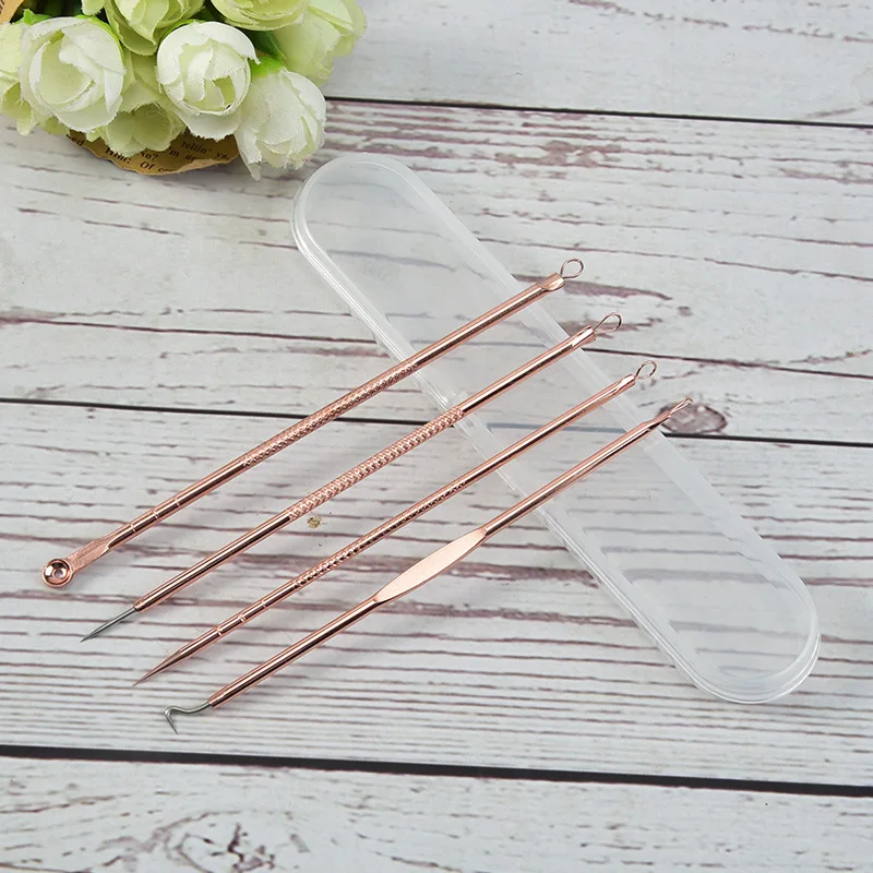 4ชิ้นสิวเสี้ยนสิวหัวดำตุ่มสิวจุดสิวอุปกรณ์ทำความสะอาดรูขุมขน