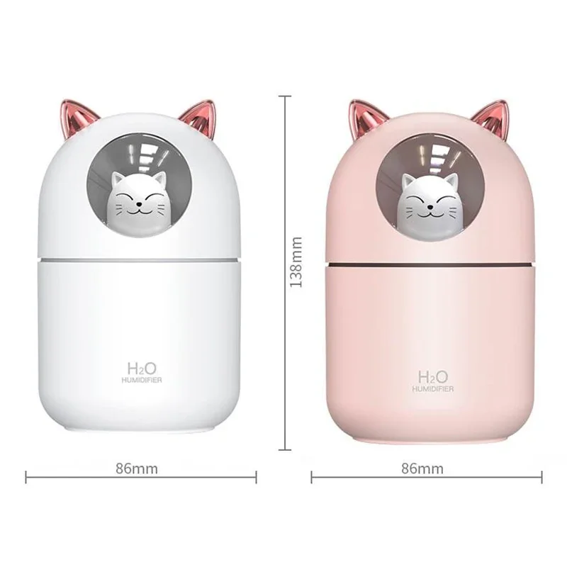 300ML Luftbefeuchter Nette Katze Ultra-Stille USB Büro Haushalt Schlafzimmer Auto Aromatherapie Luftreiniger mit Led Kühlen Nebel spray