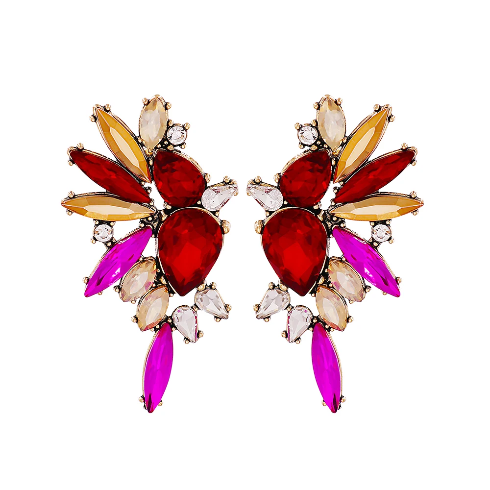 New Arrival Red Crystal Metal Statement Earrings High Quality Fashion Cartoon Dangle Earring For Women Jewelry