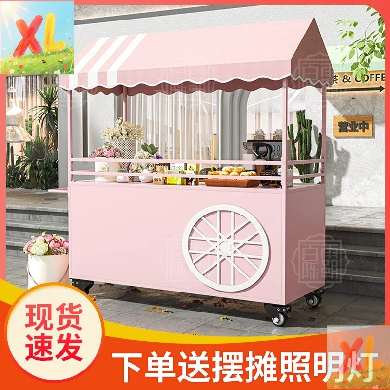 

Stall trolley roadside stall display stand multi-functional small business roadside stall ice powder cake tirami