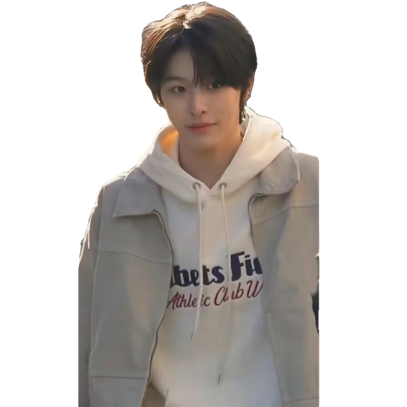 Mole Branco com Letras Estilo Simples de Dança NCT RIKU 2024 Nova Chegada Mistura de Aodão e Poliéster Manga Longa Overs...