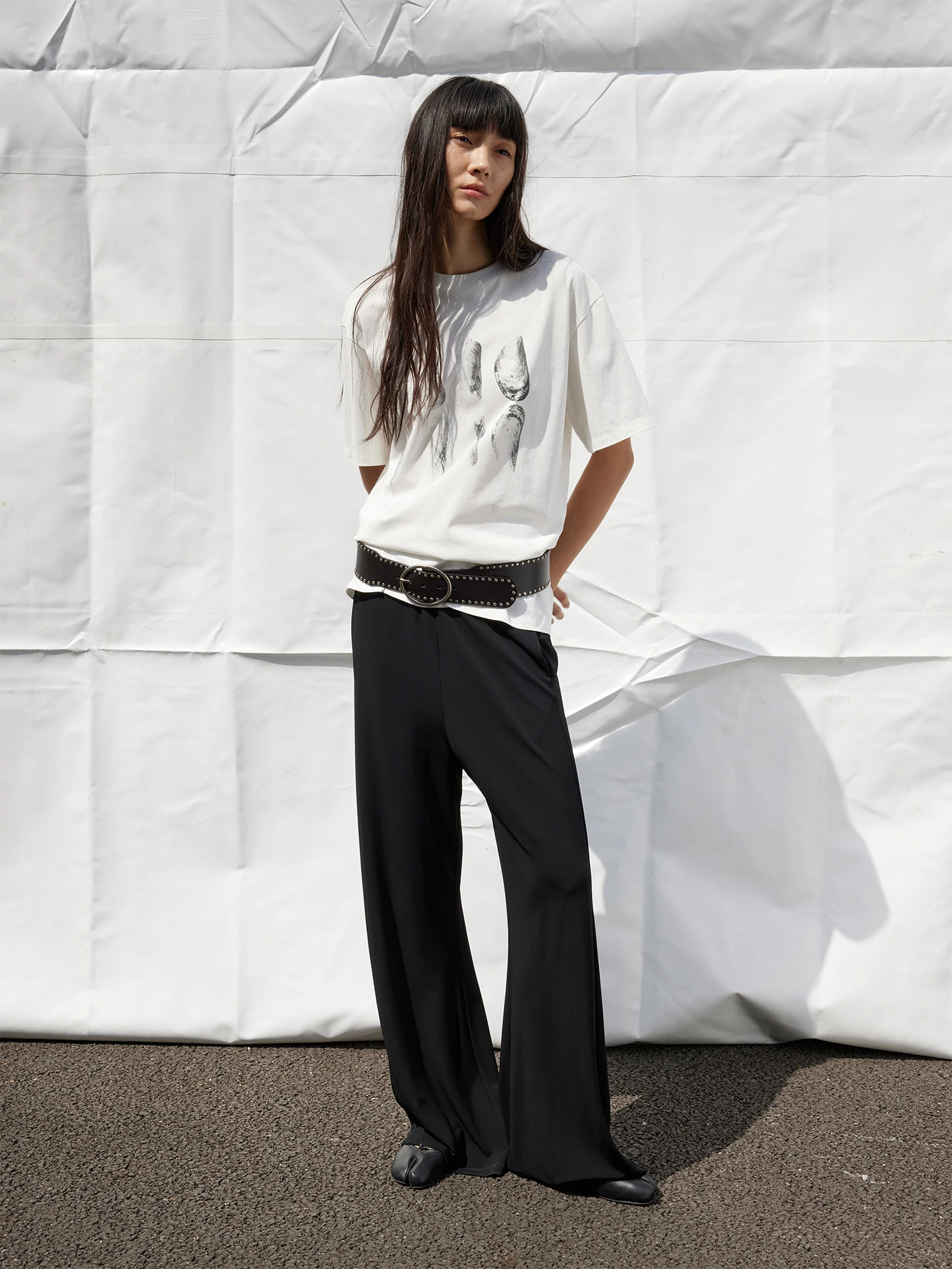 

Удобная футболка из хлопка с высоким поворотом, удобная футболка с ортопринтом, повседневный свободный крой, круглый топ для женщин, летний