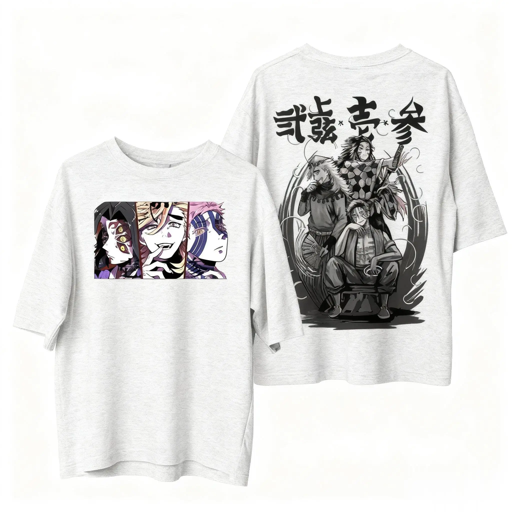 เสื้อยืดลายอนิเมะดาบพิฆาตอสูร สำหรับผู้ชายและผู้หญิง ฤดูร้อน 2026 ผ้าฝ้าย แขนสั้น สไตล์ลำลอง เสื้อสตรีทแวร์ ทรงโอเวอร์ไซส์ แฟชั่นคอสเพลย์