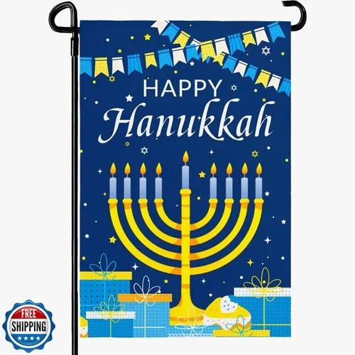 Dacawin Happy Hanukkah Garden Flags 12 x 18 Inch Double Sided Jewish Holiday JJE DDI GGX