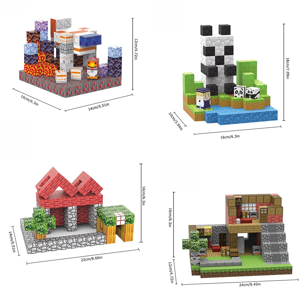 

Magnetic Creative Architecture Building Blocks Set Panda Farm Space Base 3D Model Kit STEM DIY Assembly Gift Children