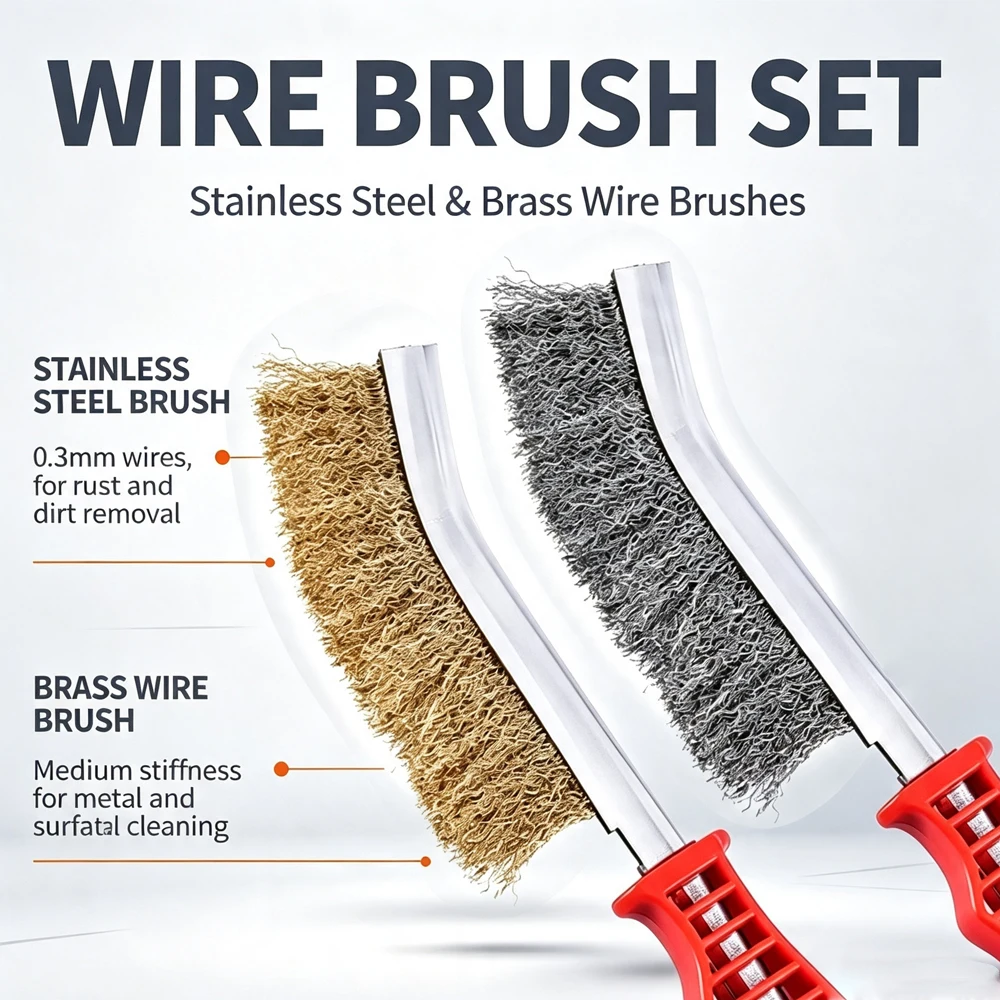 Steel Multi-function Tool Wire Brush Copper Plated Steel Wire Brush Abrasive Roller Wood Metal Copper Brush Cleaning