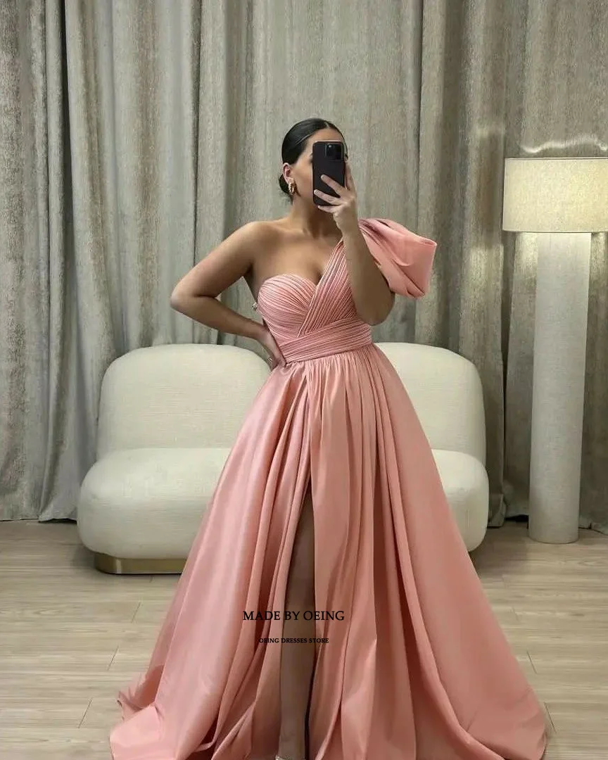 OEING Lavender Prom Dresses Elegant Side Split One-Shoulder Ladies Evening Dress Special Occasion Gowns Vestidos De Noche