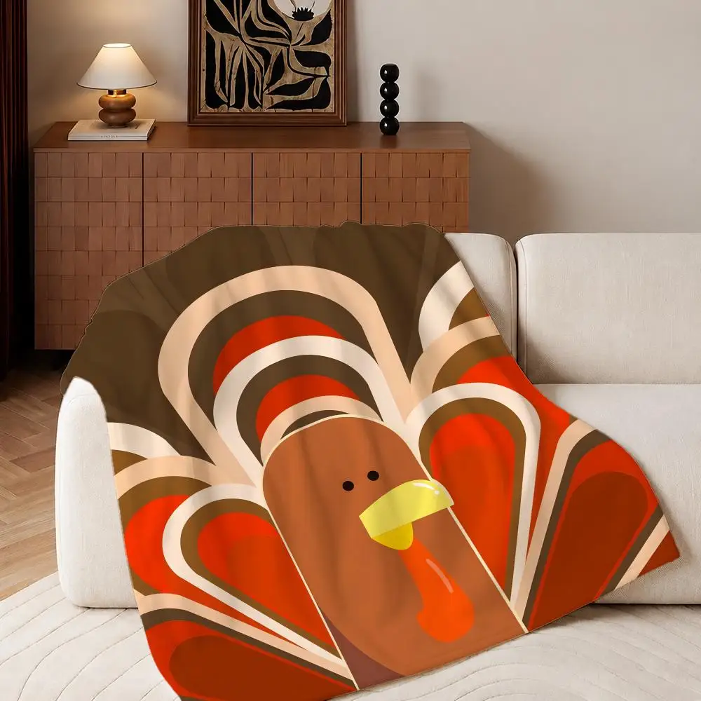 Thanksgiving Turkey   Throw Plush Flannel Throw Blanket, Sofa Bed Travel Picnic Home Textile Decor