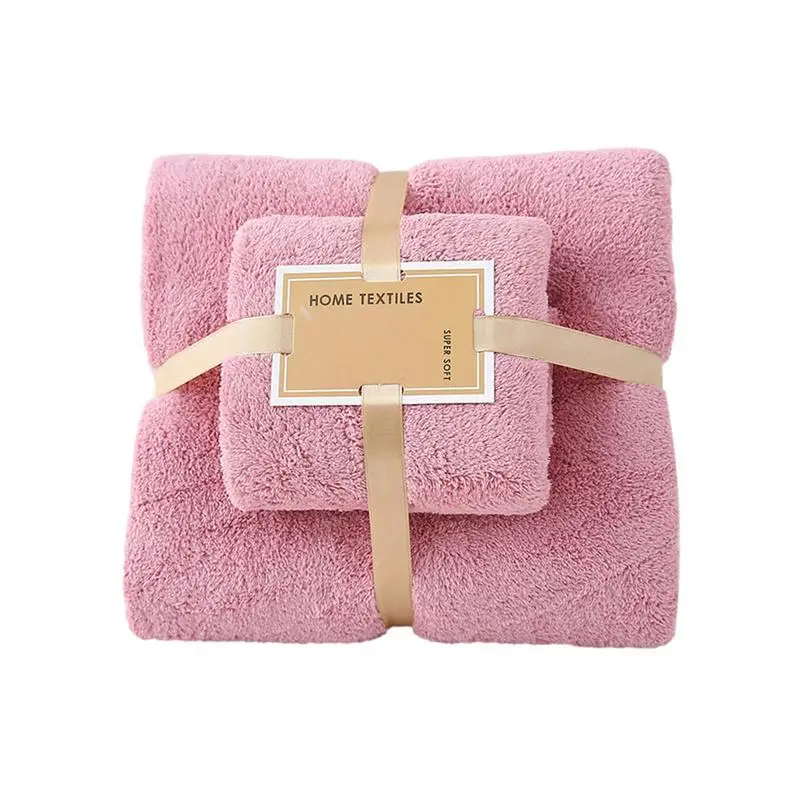 Coral Fleece Bath Towel Set Bathroom Towels Coral Hand Towels Body Bath Towel Thicken Soft Absorbent Fluffy Towel For Kids Gift