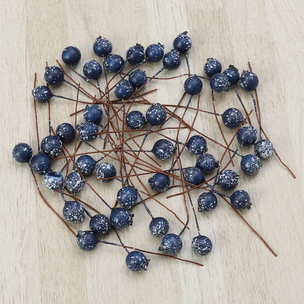 100 Pcs Simulation Blueberry Decoration Red Branches DIY Wreath Fake Berries Blueberries Christmas Tree Artificial