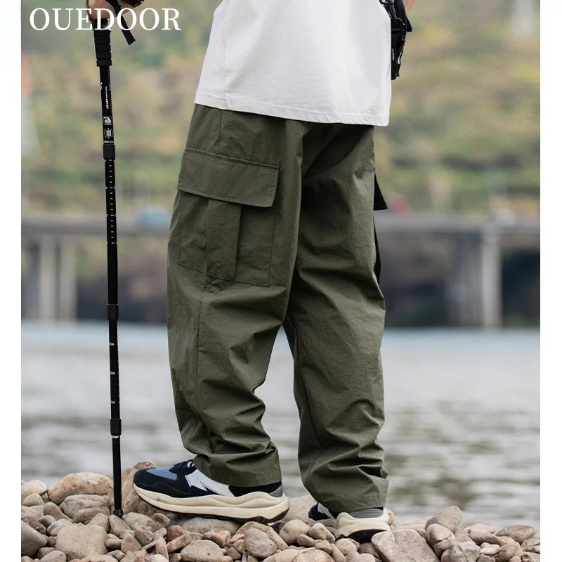 

Work Pants Men Outdoor Light Loose Pleated Design Casual Long Pants Men Breathable