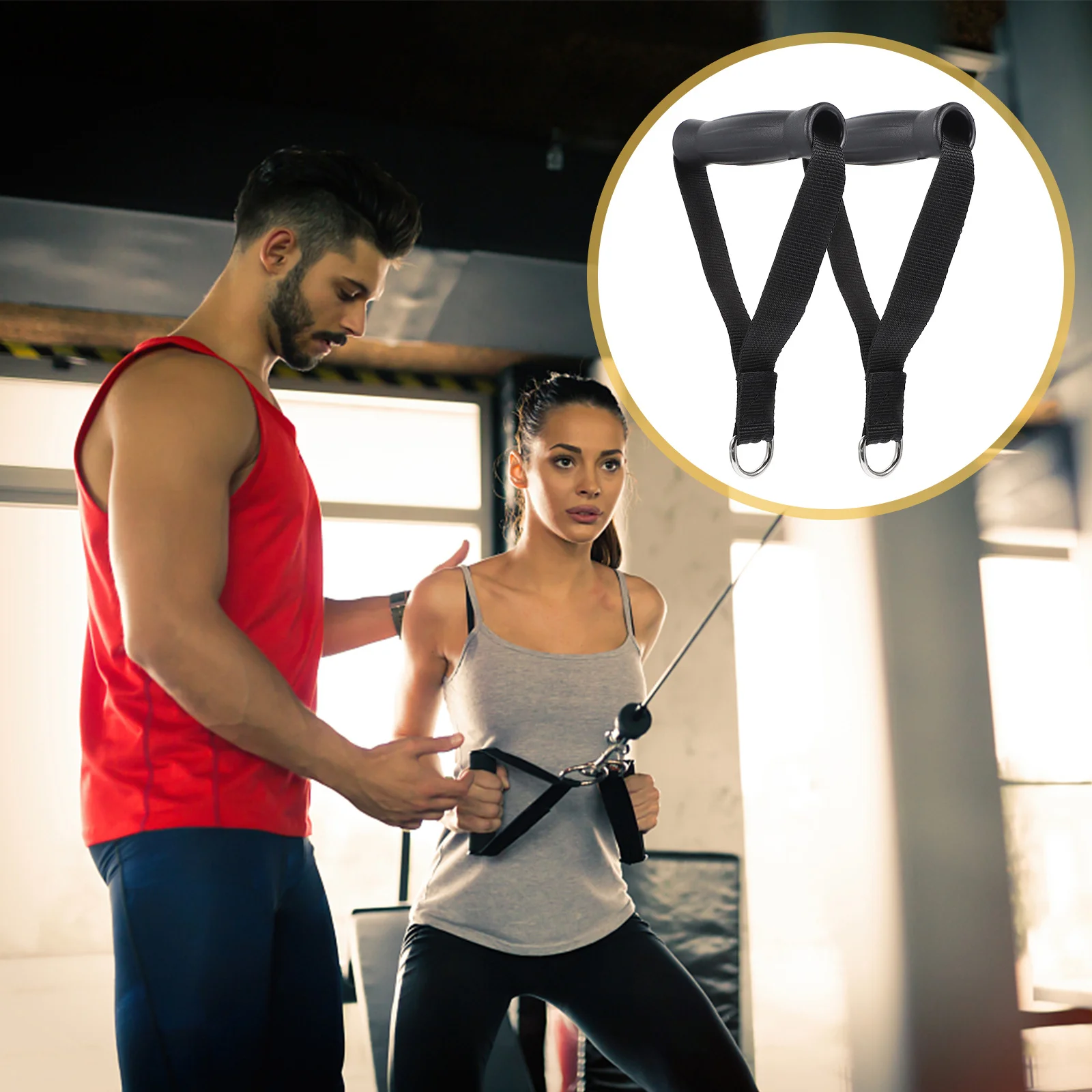 

2Pcs Fitness Pull Heavy Duty Strength Training Ropes Handles for Resistance Band Workout Accessories Indoor Pull