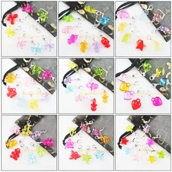 Fashion 16Pcs New Animal Bear Dragonfly Cat Elephant Star Bottle Charms Acrylic Mixed Pendants With Clasp