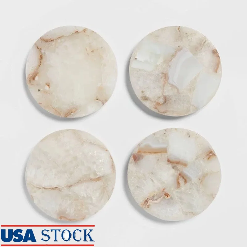 

Stone Salt Agate Coasters Traditional Drink Coasters Spot Clean Square Pretty Set