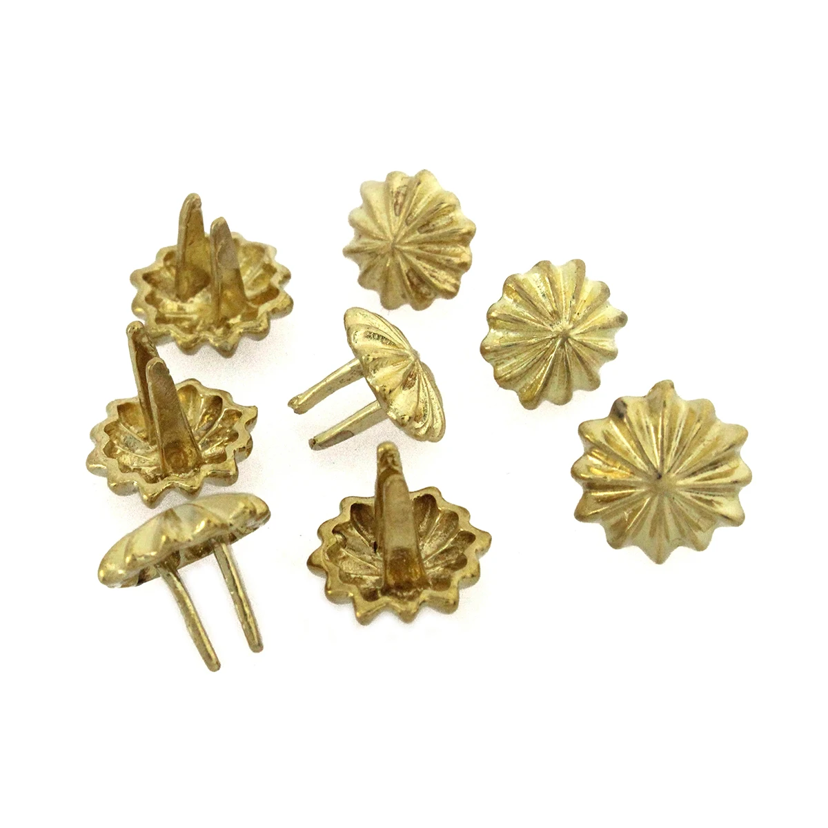 10Pcs High Quality Solid brass chrysanthemum prong conchos staples for leather bracelet belt decor Bag Strap Snap Hook 11mm/13mm