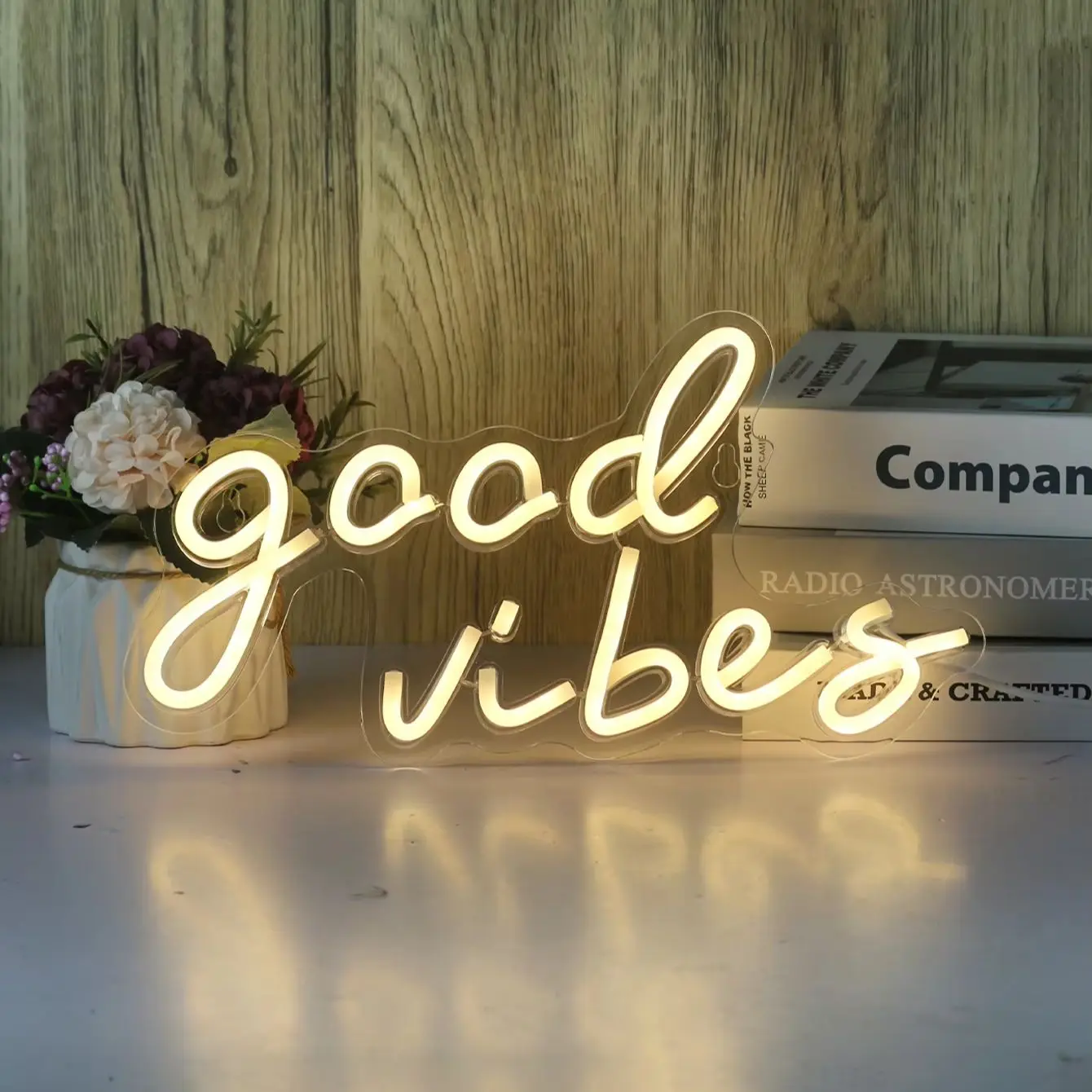 1pc LED Neon Mold style good vibes USB Powered Neon Sign Decorative Light, Bedroom, Party, Wedding, Game Room, Perfect Gift