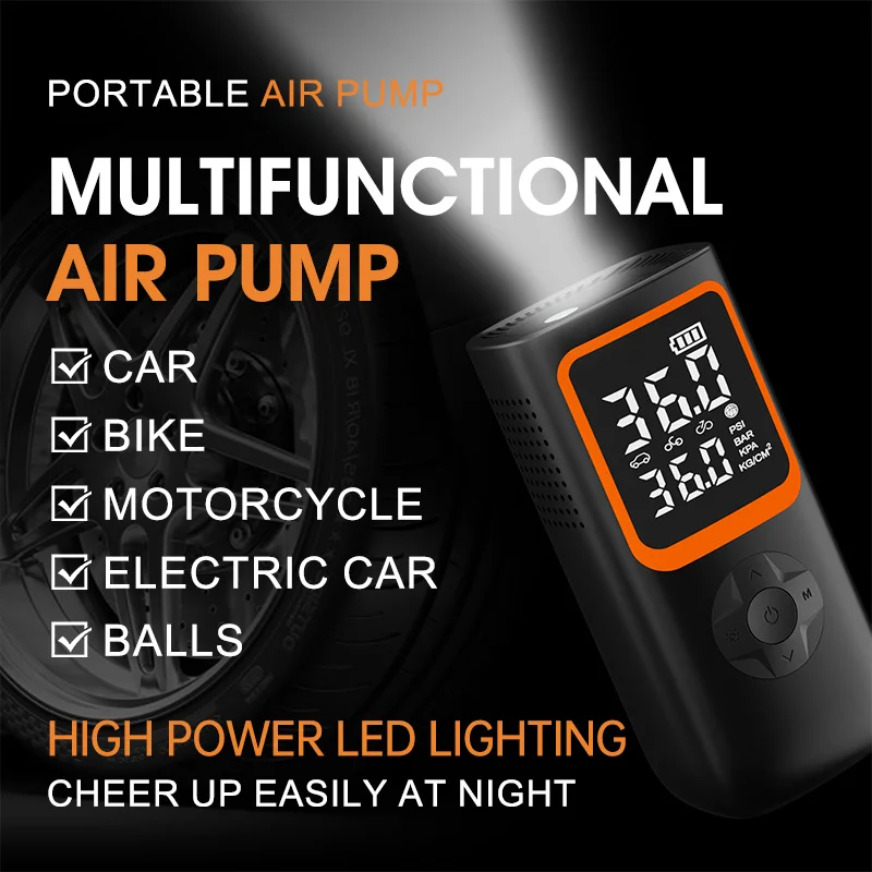 

Портативный электрический насос для накачивания шин, двойной источник питания 12 В, 6000 мАч для велосипеда, автомобильных шин, компрессор Lucht, компрессоры для шин