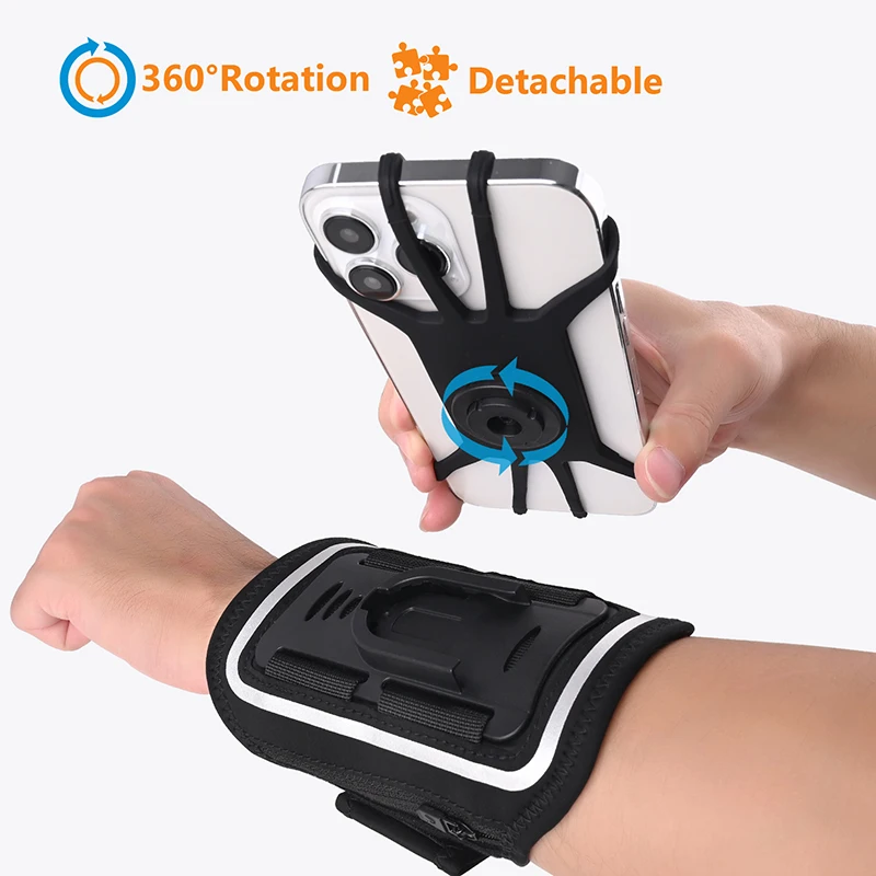 

HAISSKY Detachable Running Sports Armband Case Universal Elastic Rotation Zipper Bag Arm Band Holder For iPhone Samsung Xiaomi