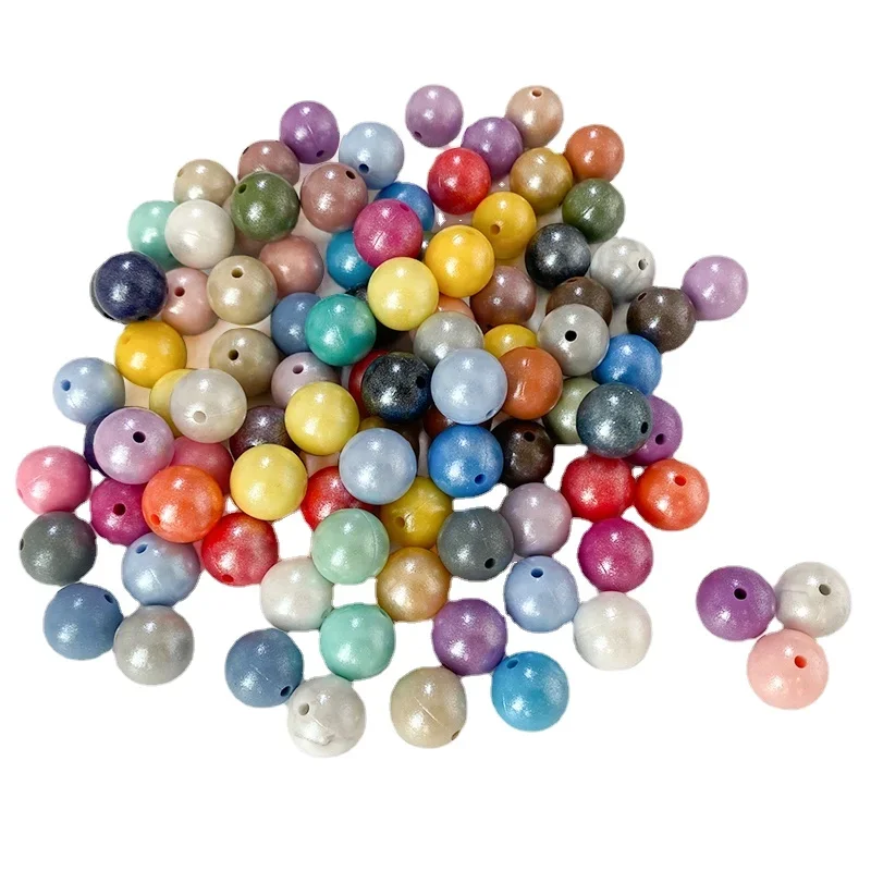 50pcs Opal Silicone Beads 15mm Round Silicone Bead for Jewelry Necklace Making DIY Pacifier Chain Clips Baby Toys Accessorie