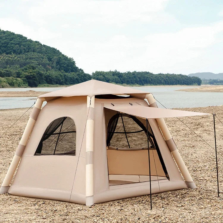 Tiendas de origen, tiendas de campaña familiares impermeables para yurta, tienda de campaña inflable automática mongol de lujo totalmente Glamping para exteriores