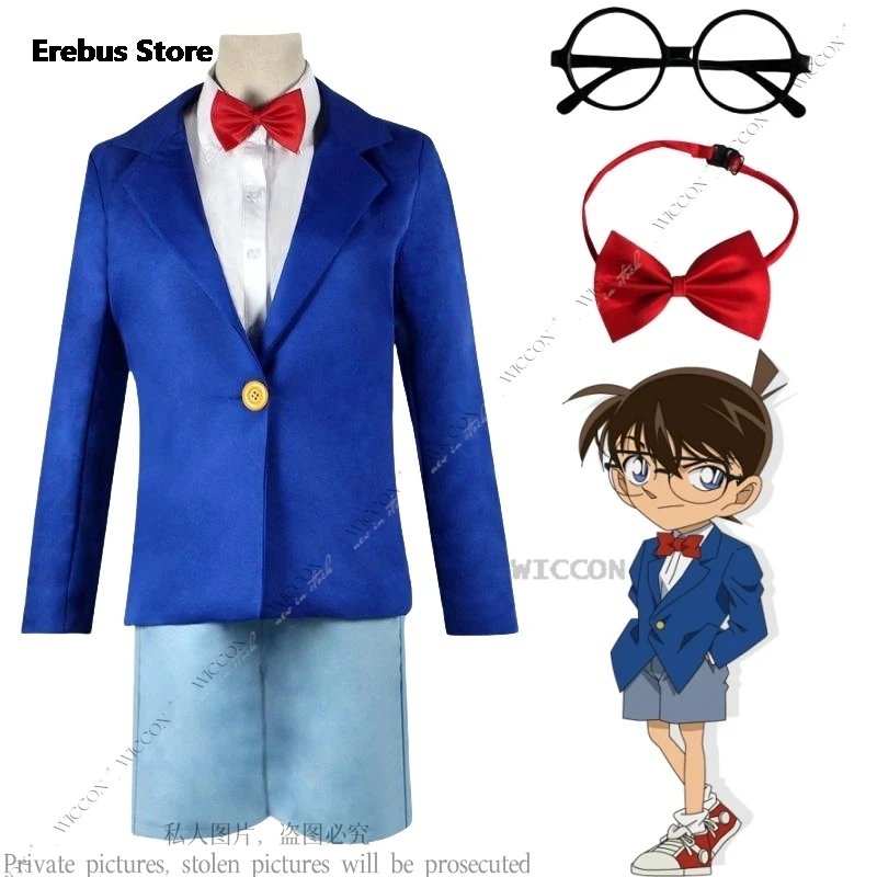 Kaito Kiddo Cosplay Costume Edokawa Konan Hattori Heiji Hat Glasses Shoes School Uniform Schoolboy Detective Role Play Daily