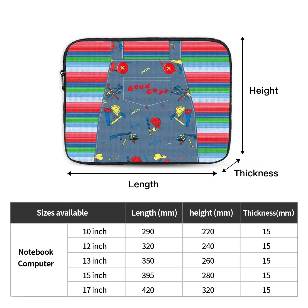 Good Guys Child's Play Chucky - Killer Doll Overalls 10 12 13 15 17 Inch Notebook Sleeve Cover Bag Tablet Shockproof Case Bag