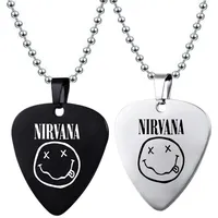 Nirvana Band Stainless Steel Guitar Pick Necklace Rock Band Keychain Jewelry Accessories Chinese Manufacturer Origin