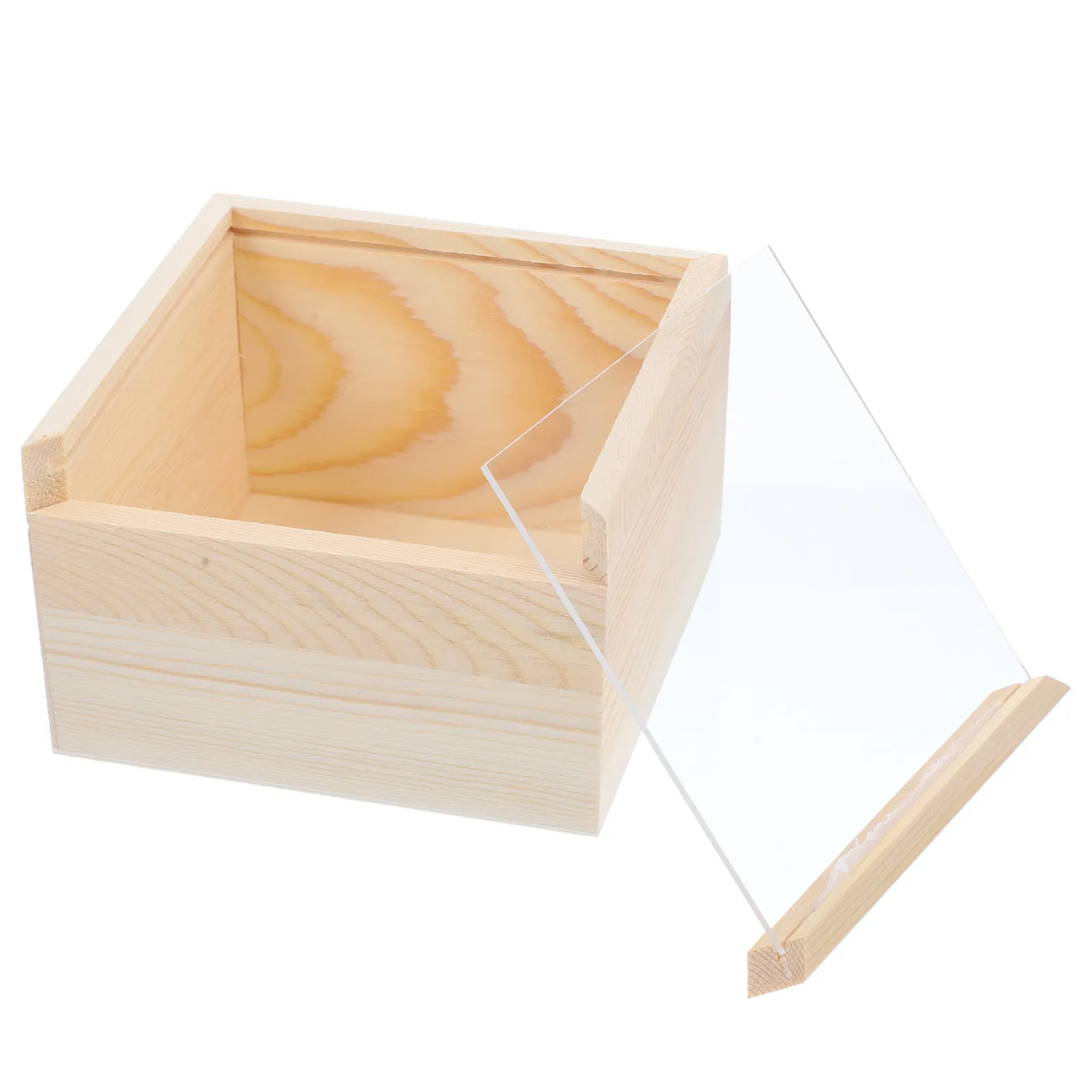 

Wooden Storage Box Unfinished Decorative Jewelry Organizer Clear Lid Compact Case for Gifts Keepsakes Trinket Holder Home Office