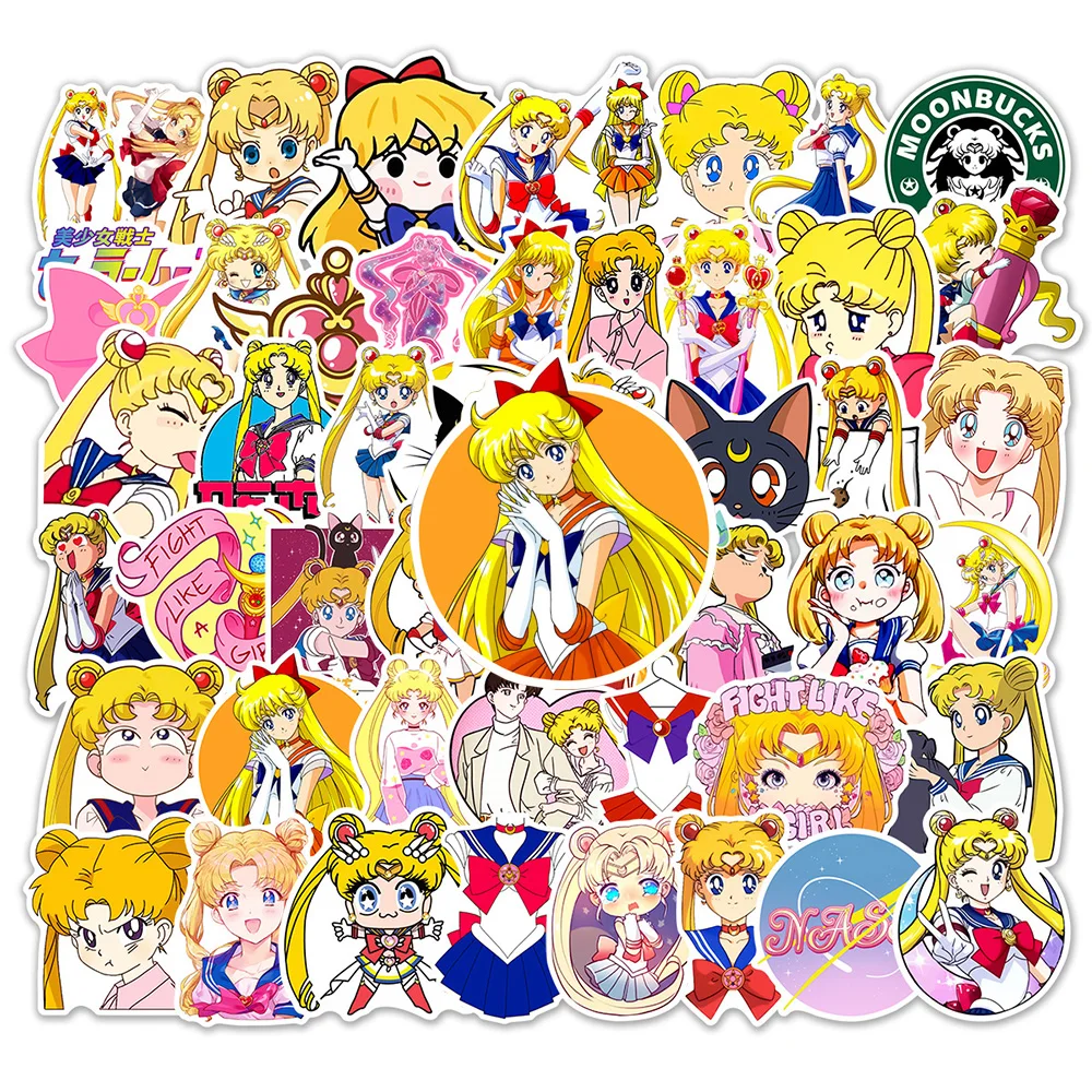 10/30/50pcs Giappone Cartoom Sailor Moon Anime adesivi decalcomanie giocattoli per bambini cancelleria fai da te bagaglio casco decorazione estetica adesivo