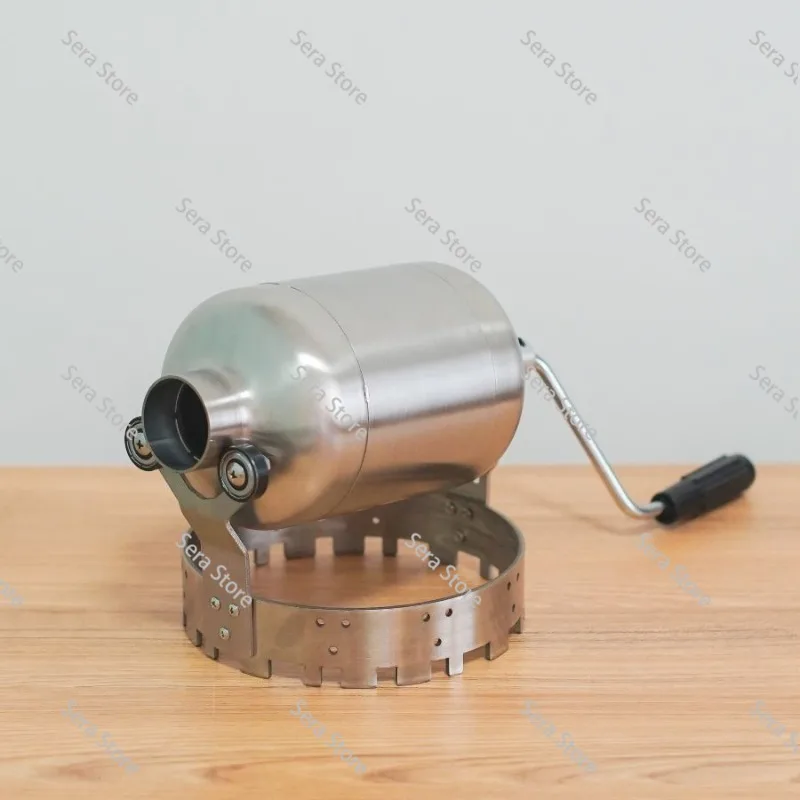 Commercial Coffee Bean Roaster Hand Crank Manual Roasting Machine with Mesh Net for Home Use