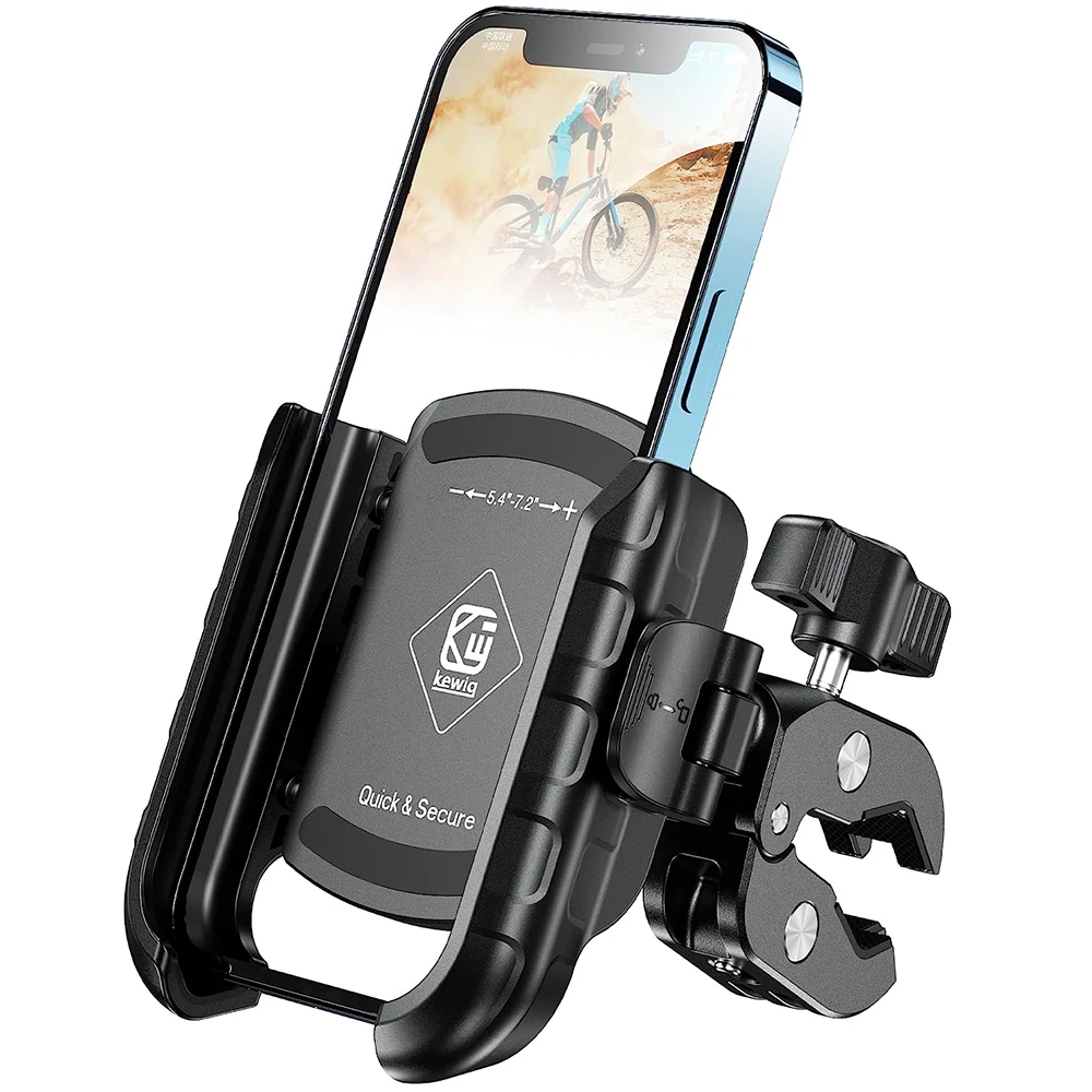 Motorcycle Phone Holder Bike Phone Mount Clamp Anti-Vibration One-click Lock & Release Anti-Theft Scooter Handlebar Phone Cradle