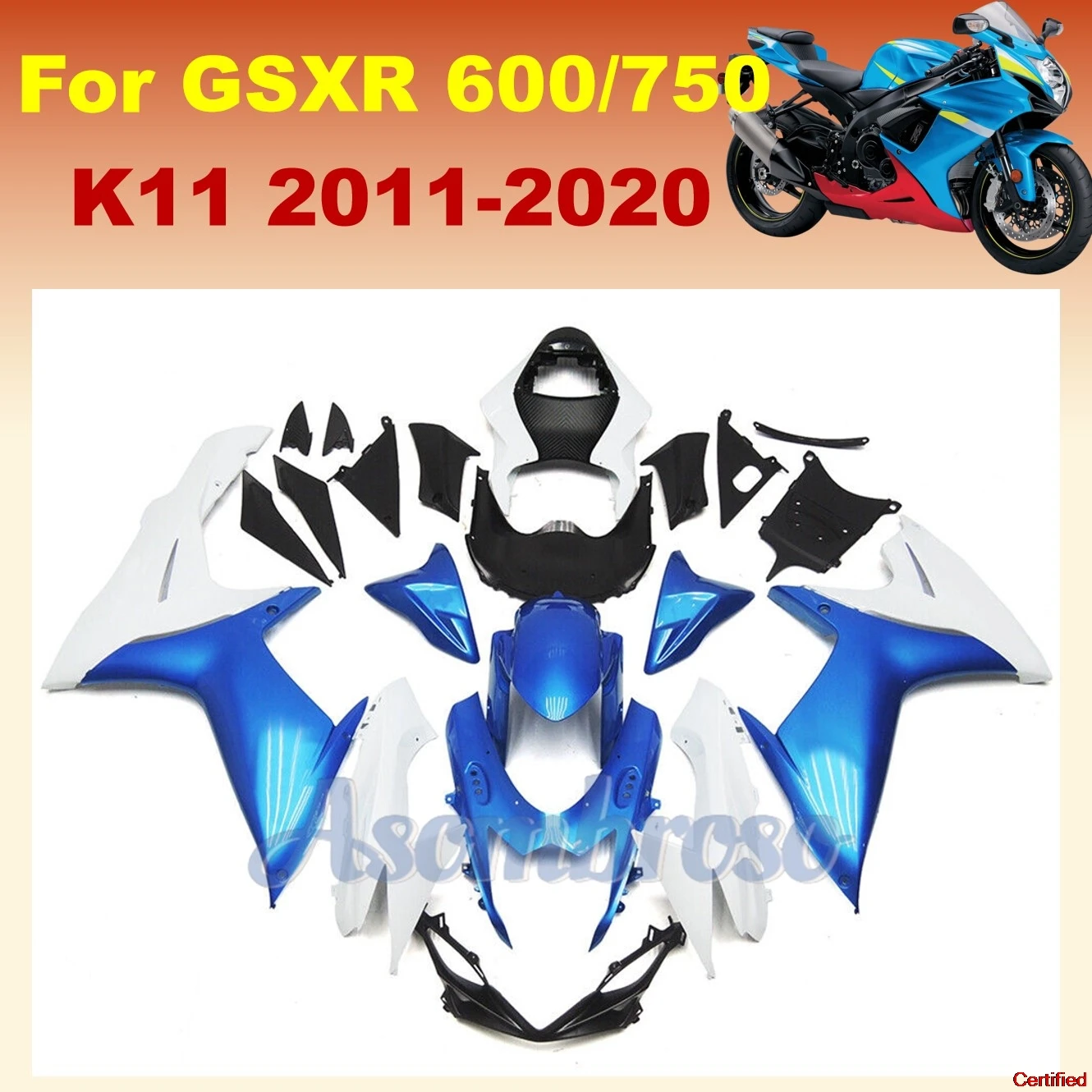 Motorcycle Fairing kit For GSXR600 GSXR750 2011 2013 2015 2016 2020 2019 2018 2017 2012 GSXR 600 11-20 Blue white Bodys kit