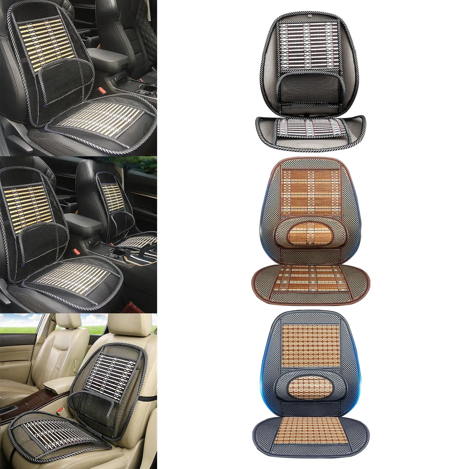 Car Summer Seat Cushion with Cooling Ventilated Mesh Lumbar Backrest Comfortable for Car Interior Supplies Truck Parts