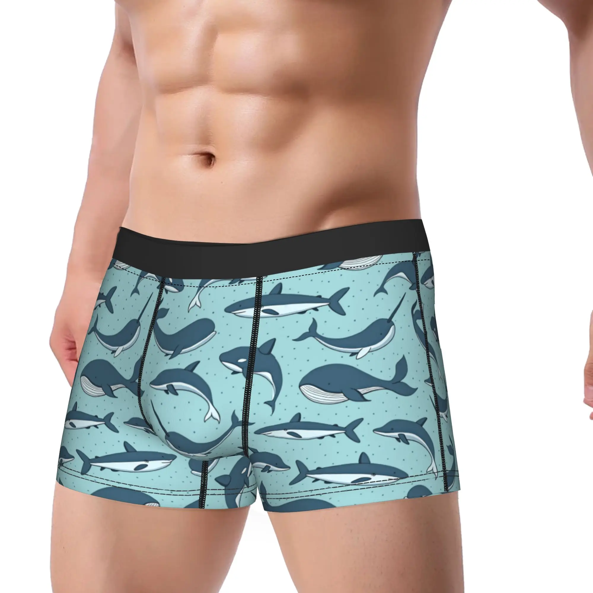 Vector seamless pattern with whale shark Shorts Briefs  Underwear Hot Sale Men Breathable Trunk Custom Oversize Panties