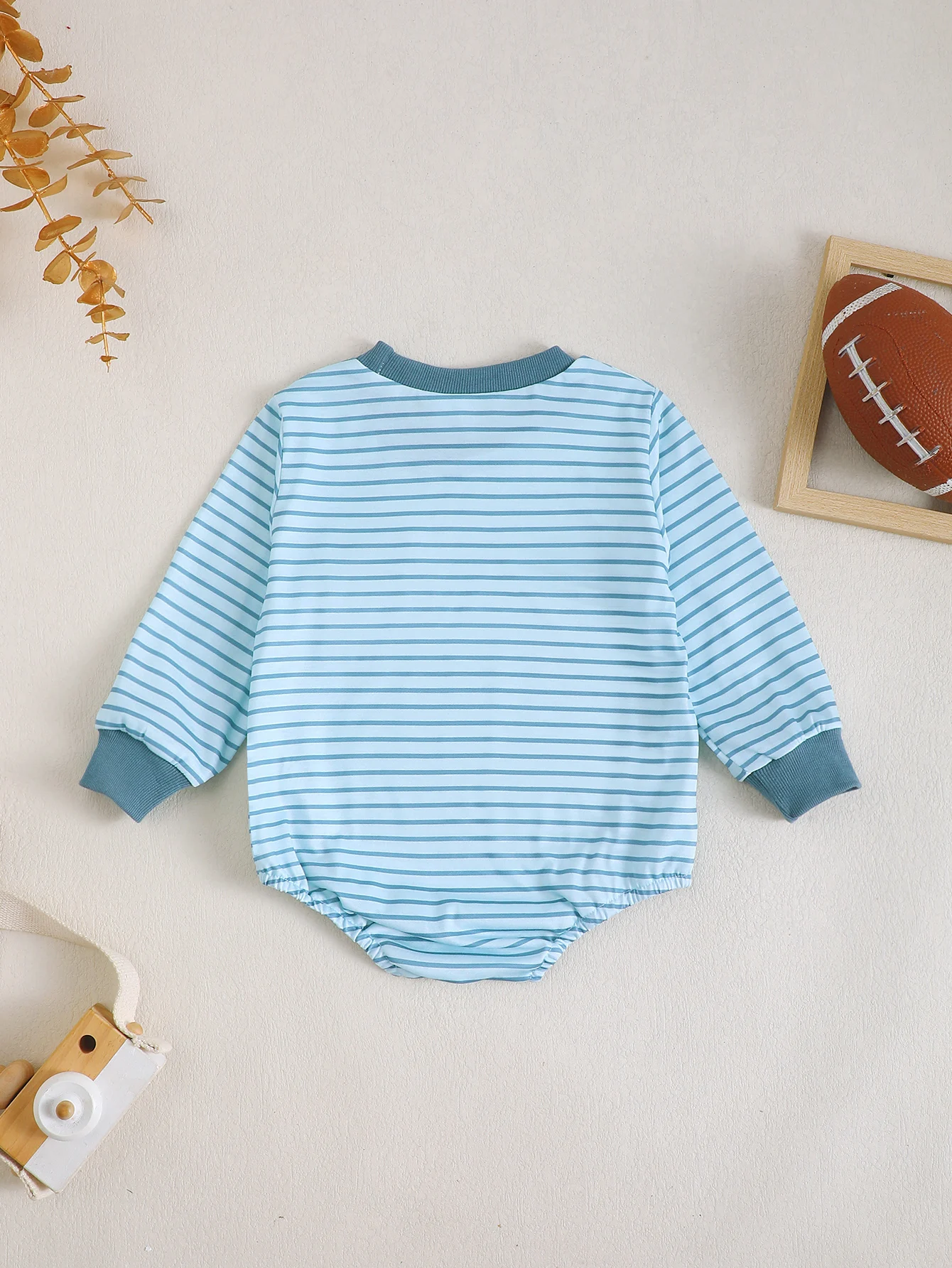 Baby Boy Striped Long Sleeve round Neck Romper Triangle Design Infant Clothing Easy-On Onesie for Newborns - view 2