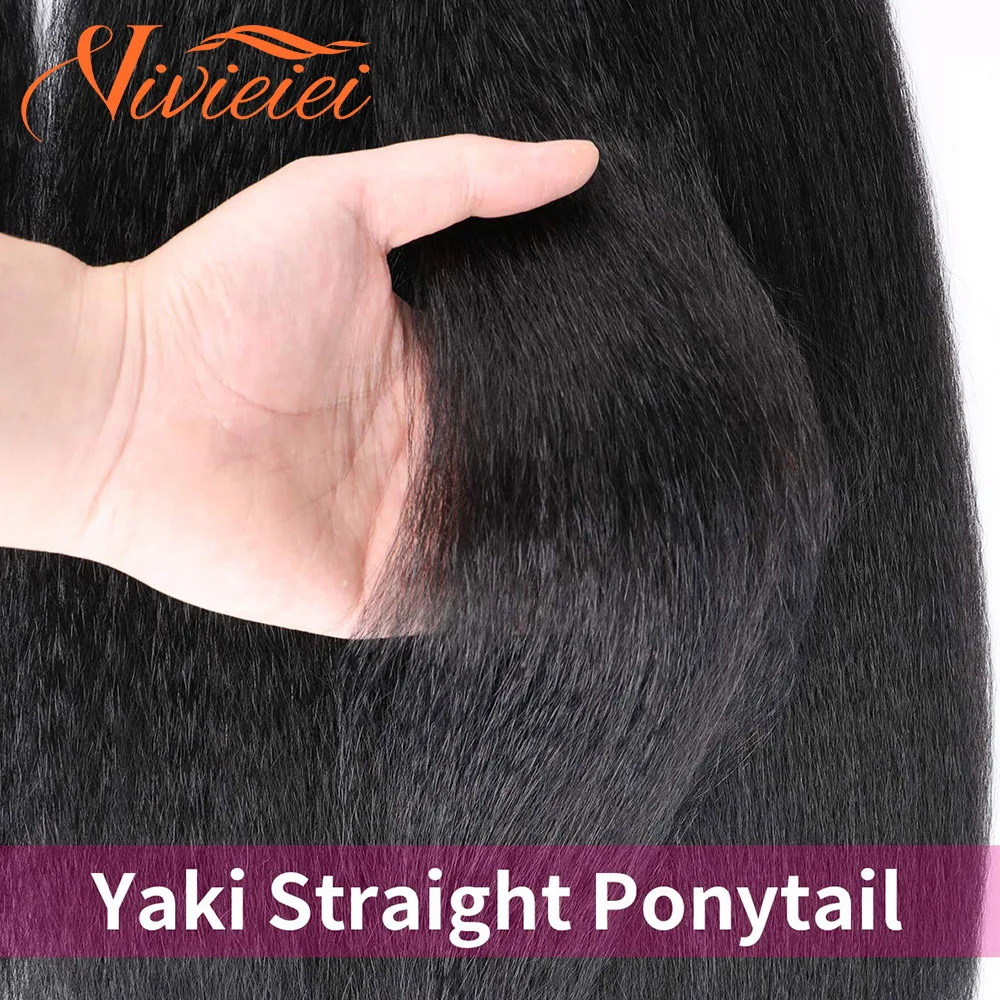 Long Ponytail Extension Yaki Straight Fake Hair Ponytail Black Blonde Pink Purple Synthetic Hairpiece Wrap On Clip Hair