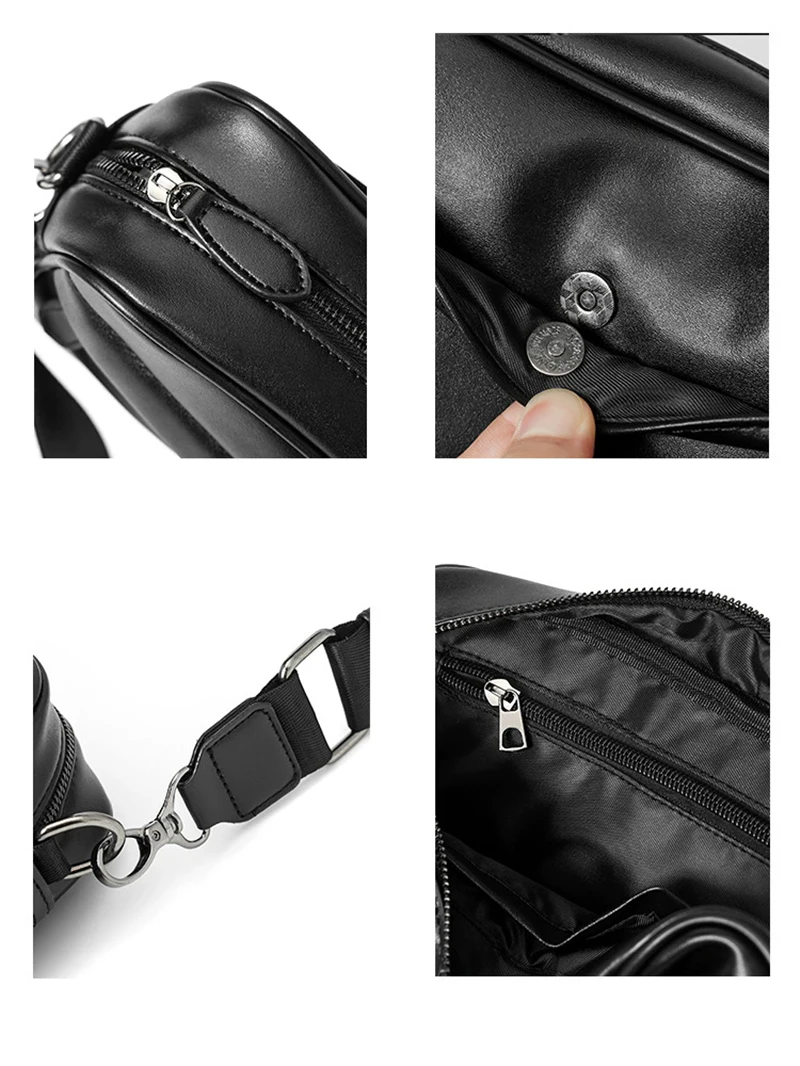 Multifunctional Men Messenger Bags Cowhide Leather Cell Phone Belt Pack Simple Portable Multi-pockets Casual for Outdoor Sport